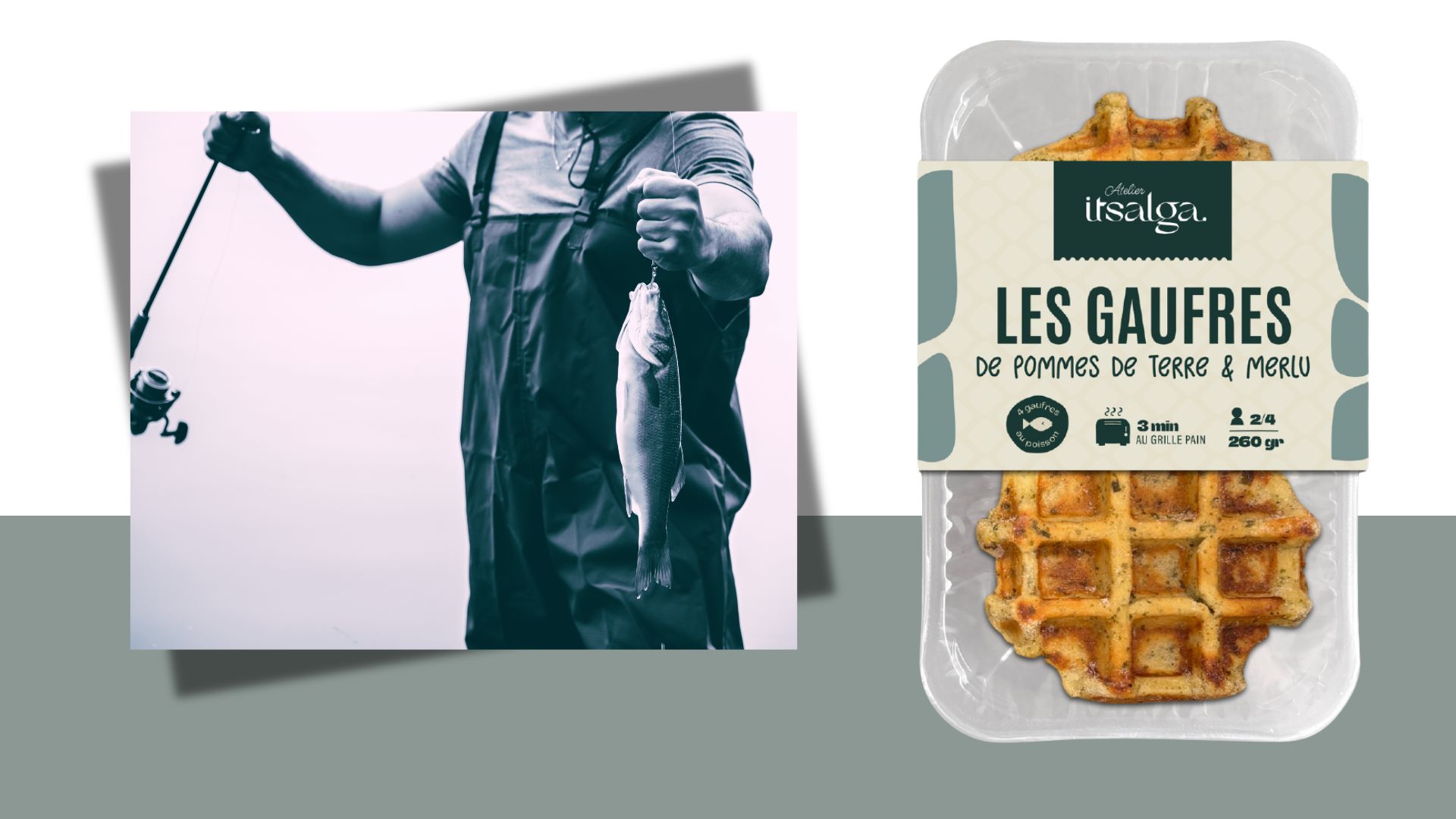 Gaufres Pommes de Terres Merlu aux Algues